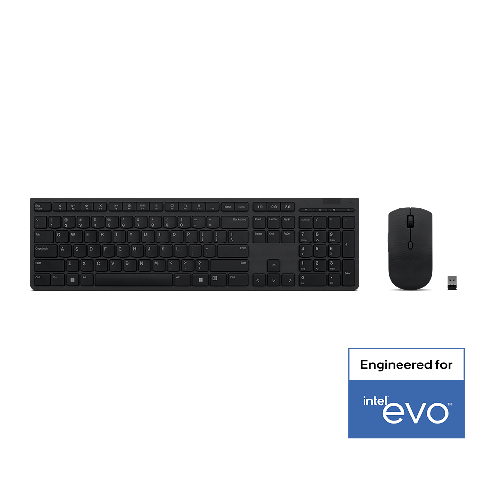Lenovo 4X31K03931 klawiatura Dołączona myszka RF Wireless + Bluetooth US English Czarny - obrazek 2