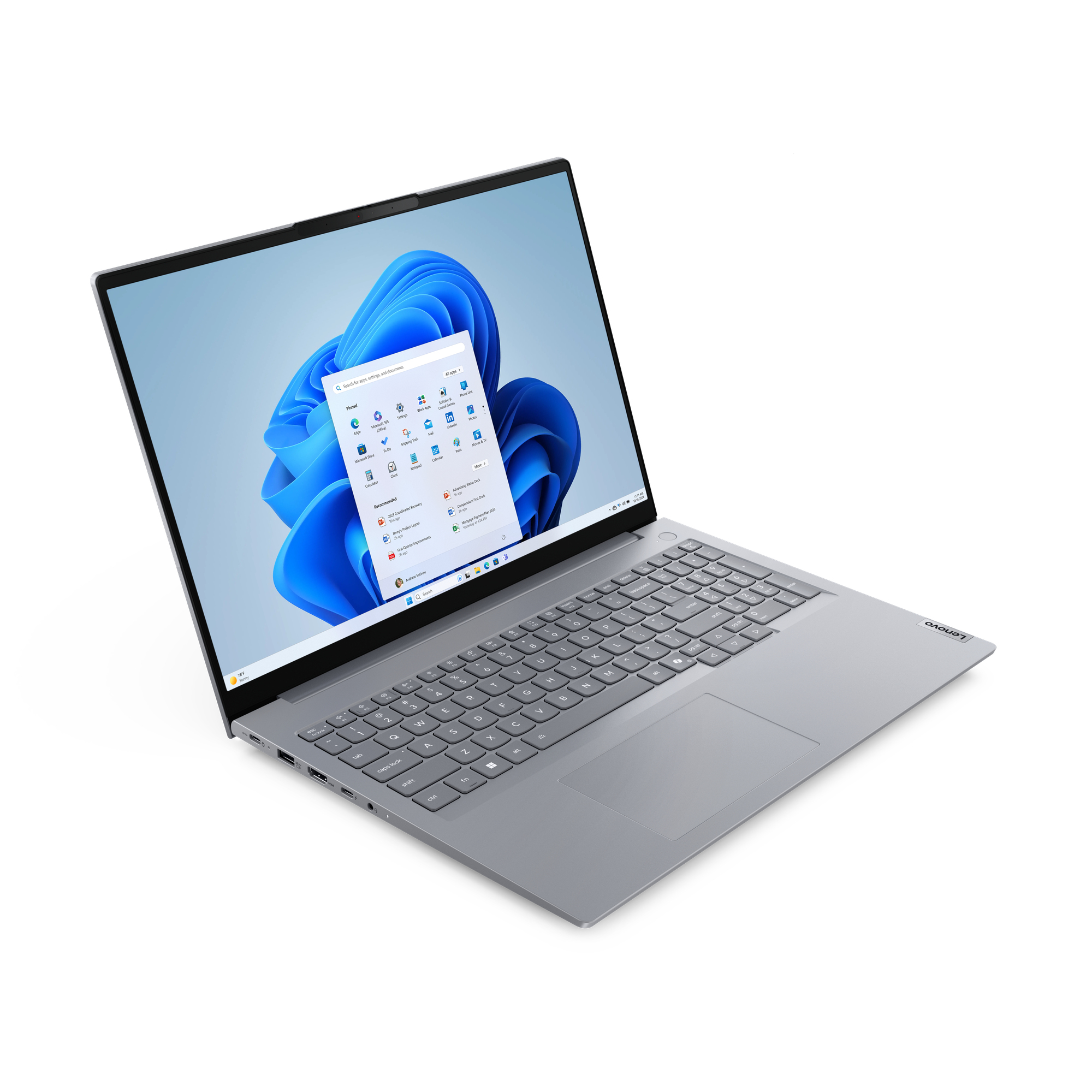 Lenovo ThinkBook 16 G8 IAL Intel Core Ultra 5 225U Laptop 40,6 cm (16") WUXGA 16 GB DDR5-SDRAM 512 GB SSD Wi-Fi 6E (802.11ax) Windows 11 Pro Angielski Szary - obrazek 2