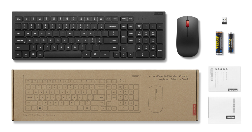 Lenovo 4X31N50708 klawiatura Dołączona myszka Uniwersalne RF Wireless QWERTY US English Czarny - obrazek 5