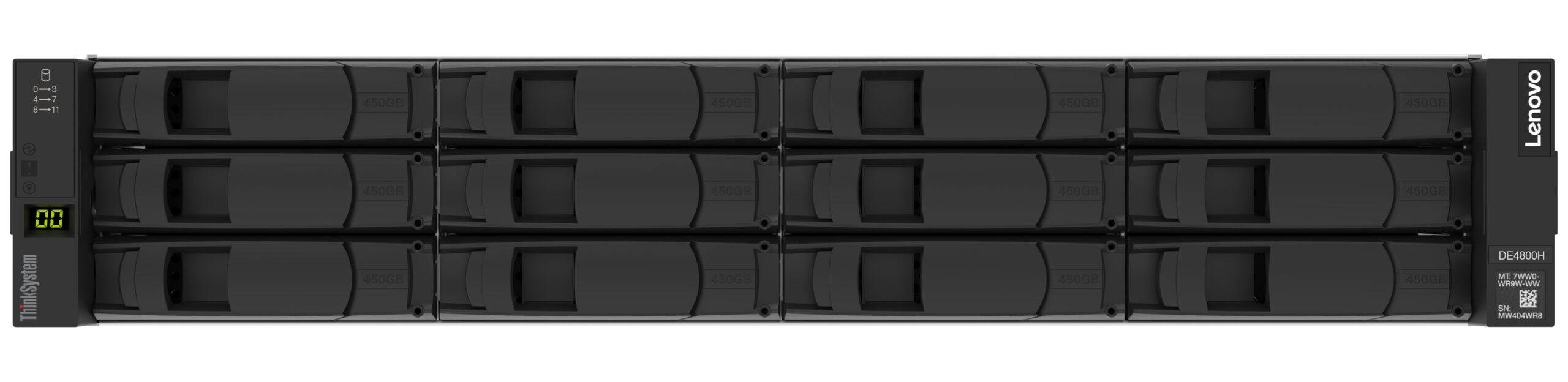 Lenovo ThinkSystem DE4800H 2U12 LFF macierz dyskowa Rack (2U) Czarny