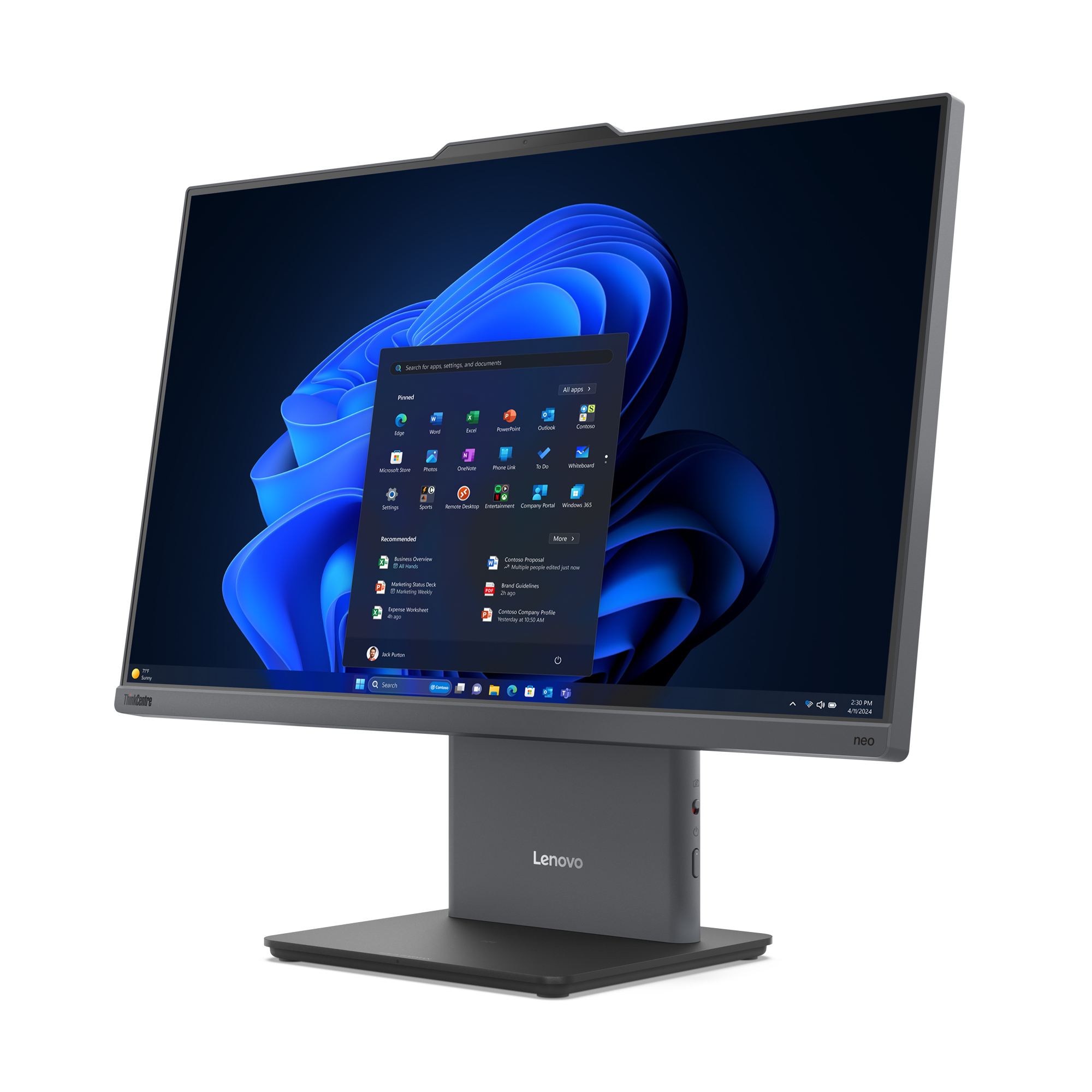 Lenovo ThinkCentre neo 50a 24 Gen 5 Intel® Core™ i5 i5-13420H 60,5 cm (23.8") 1920 x 1080 px Ekran dotykowy All-in-One PC 8 GB DDR5-SDRAM 256 GB SSD Windows 11 Pro Wi-Fi 6 (802.11ax) Szary - obrazek 2