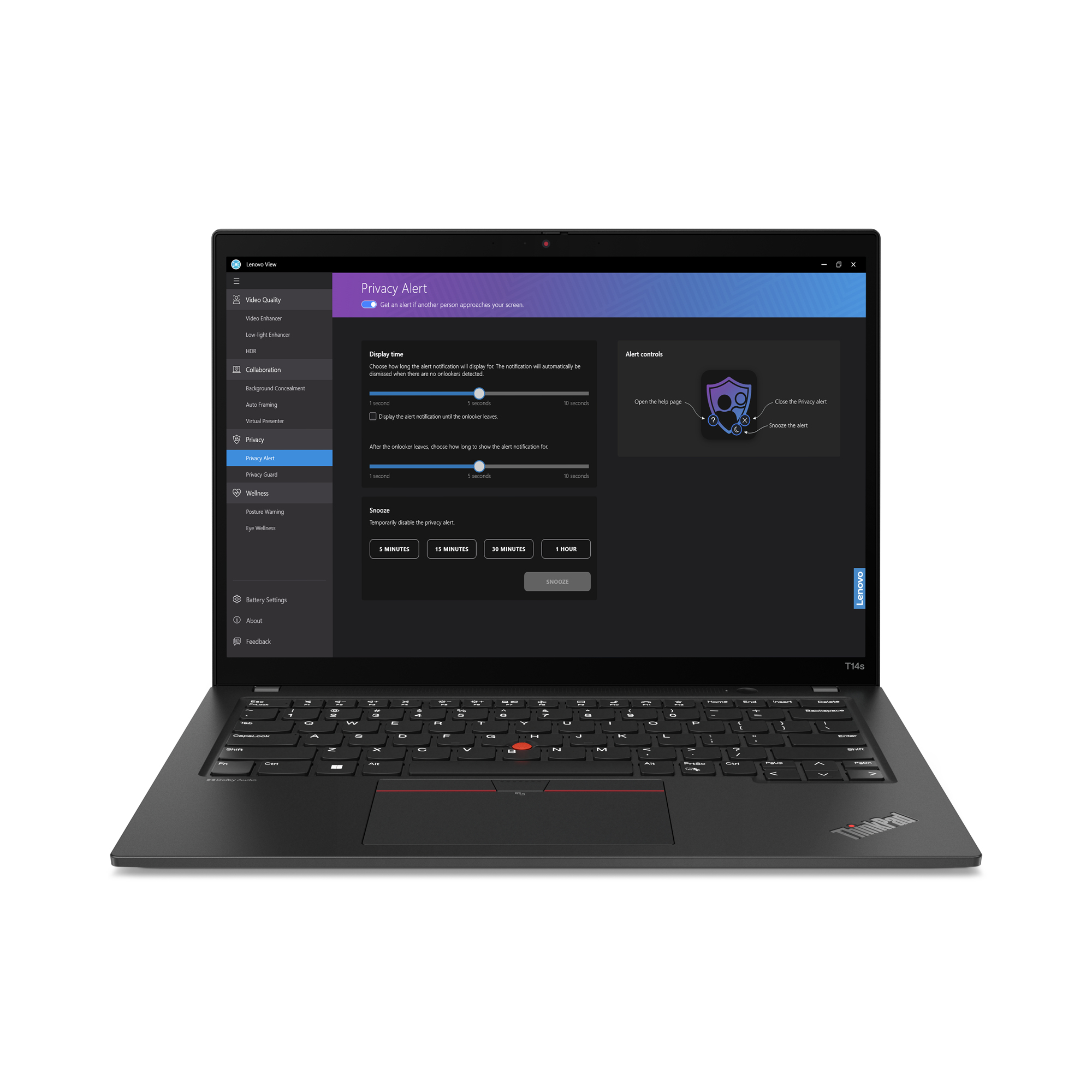 Lenovo ThinkPad T14s Gen 4 (AMD) AMD Ryzen™ 5 PRO 7540U Laptop 35,6 cm (14") WUXGA 16 GB LPDDR5x-SDRAM 512 GB SSD Wi-Fi 6E (802.11ax) Windows 11 Pro Angielski Czarny - obrazek 3