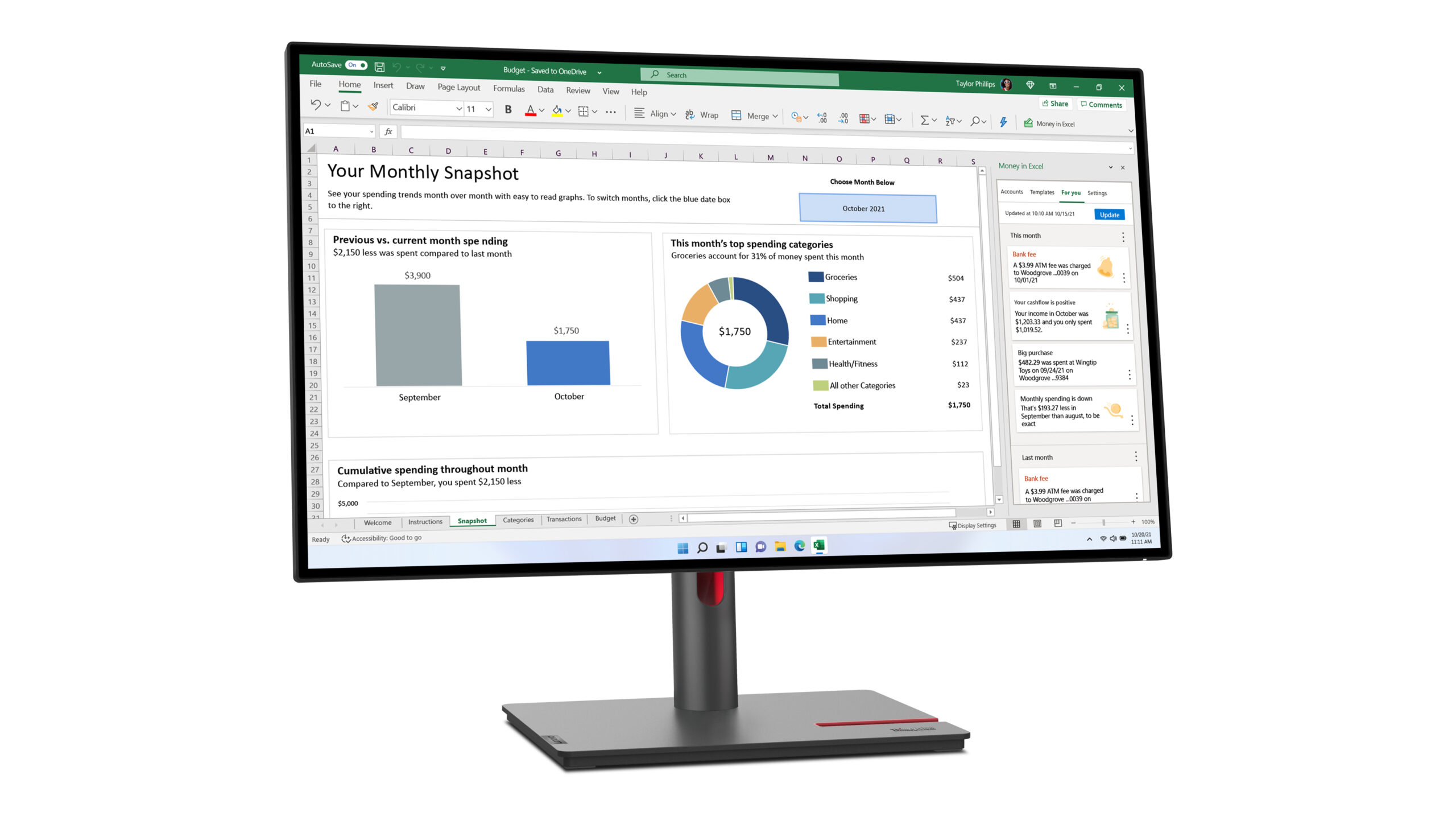 Lenovo ThinkVision P27h-30 monitor komputerowy 68,6 cm (27") 2560 x 1440 px Quad HD LCD Czarny - obrazek 3