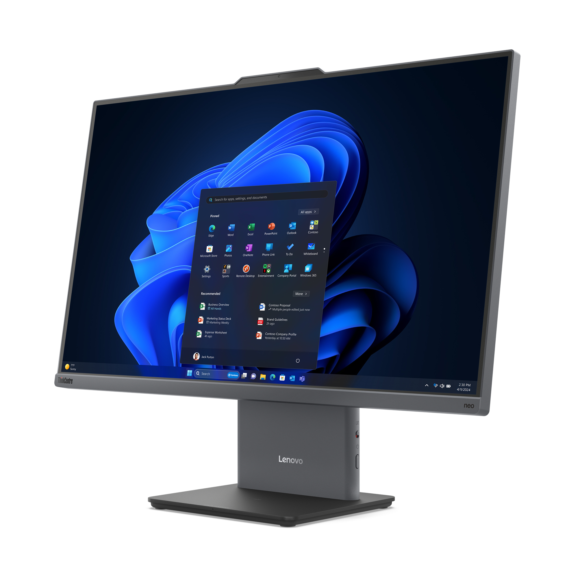 Lenovo ThinkCentre neo 50a 27 Gen 5 Intel® Core™ i5 i5-13420H 68,6 cm (27") 1920 x 1080 px All-in-One PC 16 GB DDR5-SDRAM 512 GB SSD Windows 11 Pro Wi-Fi 6 (802.11ax) Szary - obrazek 2
