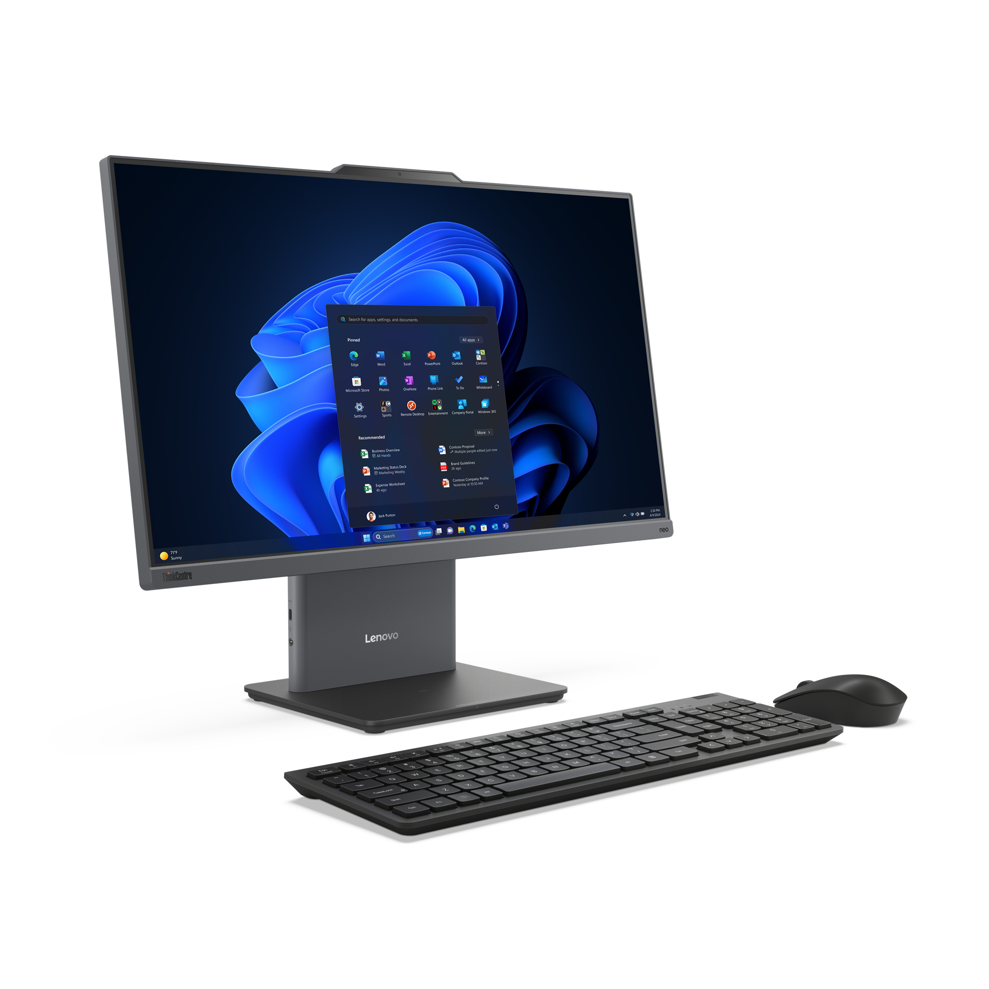 Lenovo ThinkCentre neo 50a 24 Gen 5 Intel® Core™ i5 i5-13420H 60,5 cm (23.8") 1920 x 1080 px Ekran dotykowy All-in-One PC 16 GB DDR5-SDRAM 512 GB SSD Windows 11 Pro Wi-Fi 6 (802.11ax) Szary - obrazek 3