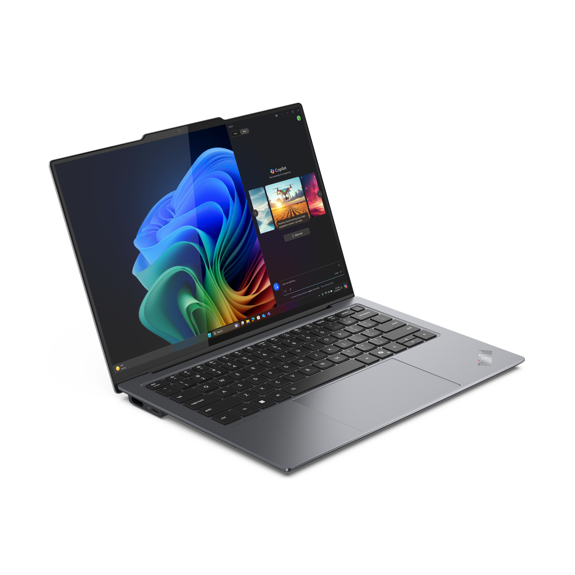 Lenovo ThinkPad X9-14 Gen 1 Aura Edition Copilot+ PC Intel Core Ultra 5 228V Laptop 35,6 cm (14") WUXGA 32 GB LPDDR5x-SDRAM 512 GB SSD Wi-Fi 7 (802.11be) Windows 11 Pro Skandynawia Szary - obrazek 4