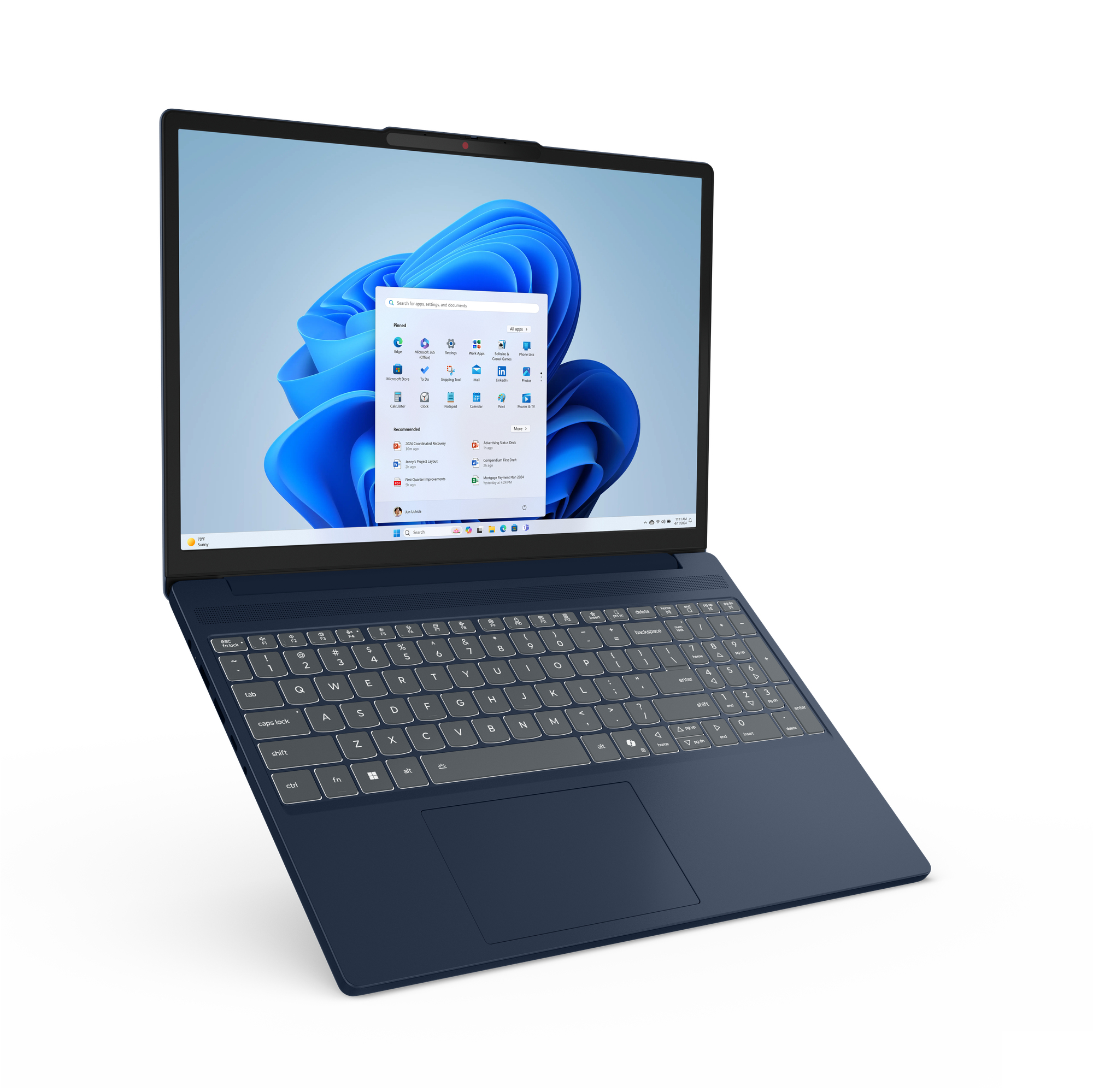 Lenovo IdeaPad Slim 3 15ARP10 AMD Ryzen™ 5 7533HS Laptop 38,9 cm (15.3") WUXGA 16 GB DDR5-SDRAM 512 GB SSD Wi-Fi 6 (802.11ax) Windows 11 Home Angielski Niebieski - obrazek 2