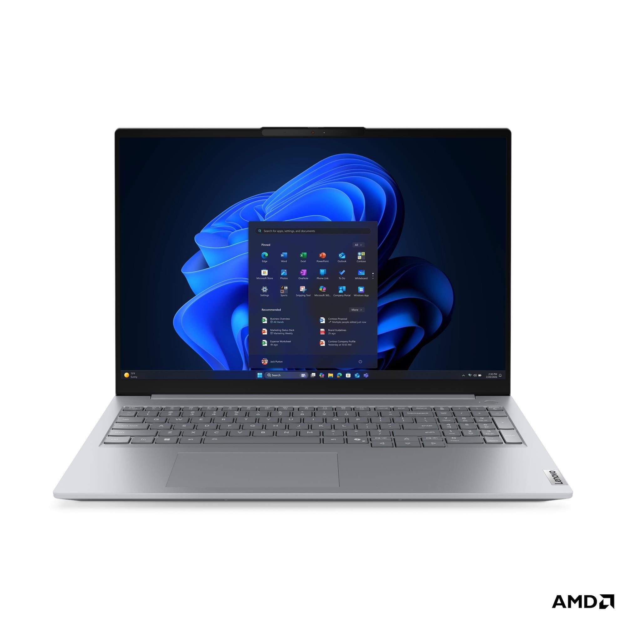 Lenovo ThinkBook 16 Gen 9 (16" AMD), AMD Ryzen™ 7 250 (3.30GHz, 16MB), 16" WUXGA Bezdotykowy, W11H64 CZ/SK/EN, 32.0GB, 1x1TB SSD M.2 2242 PCIe Gen4 QLC, 1080P F - obrazek 3