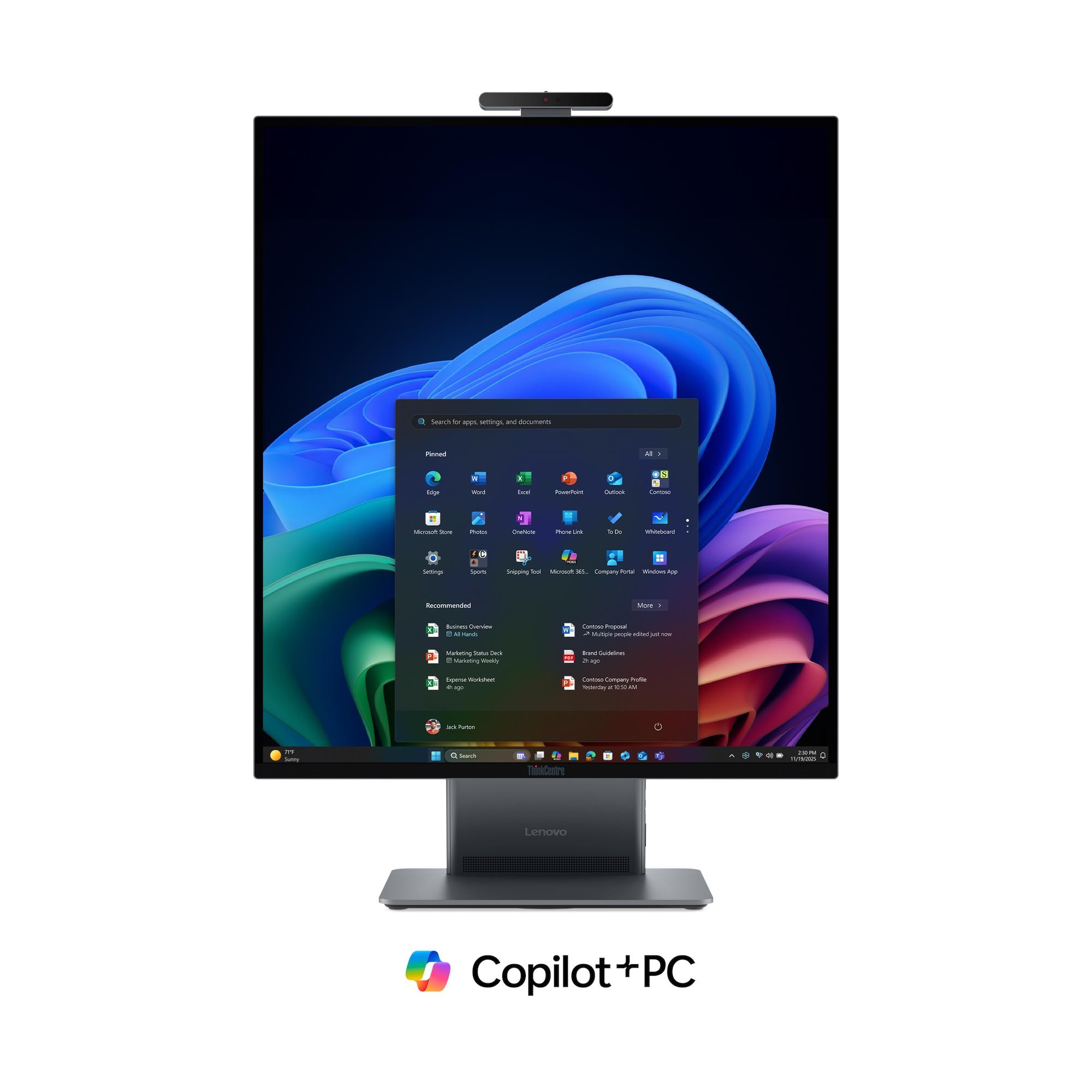 ThinkCentre X AIO 27,6" QHD 16:18 Ultra 5 325 16GB 512GB WIFI 5MP+IR Full Function W11P 3Y Onsite 1Y Premier - obrazek 3