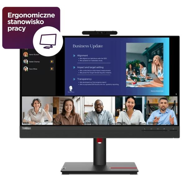 Lenovo Monitor ThinkVision T24v-30 23,8" IPS FHD AG 4ms 250cd 1000:1 75Hz HUB Tilt Swivel Lift Pivot