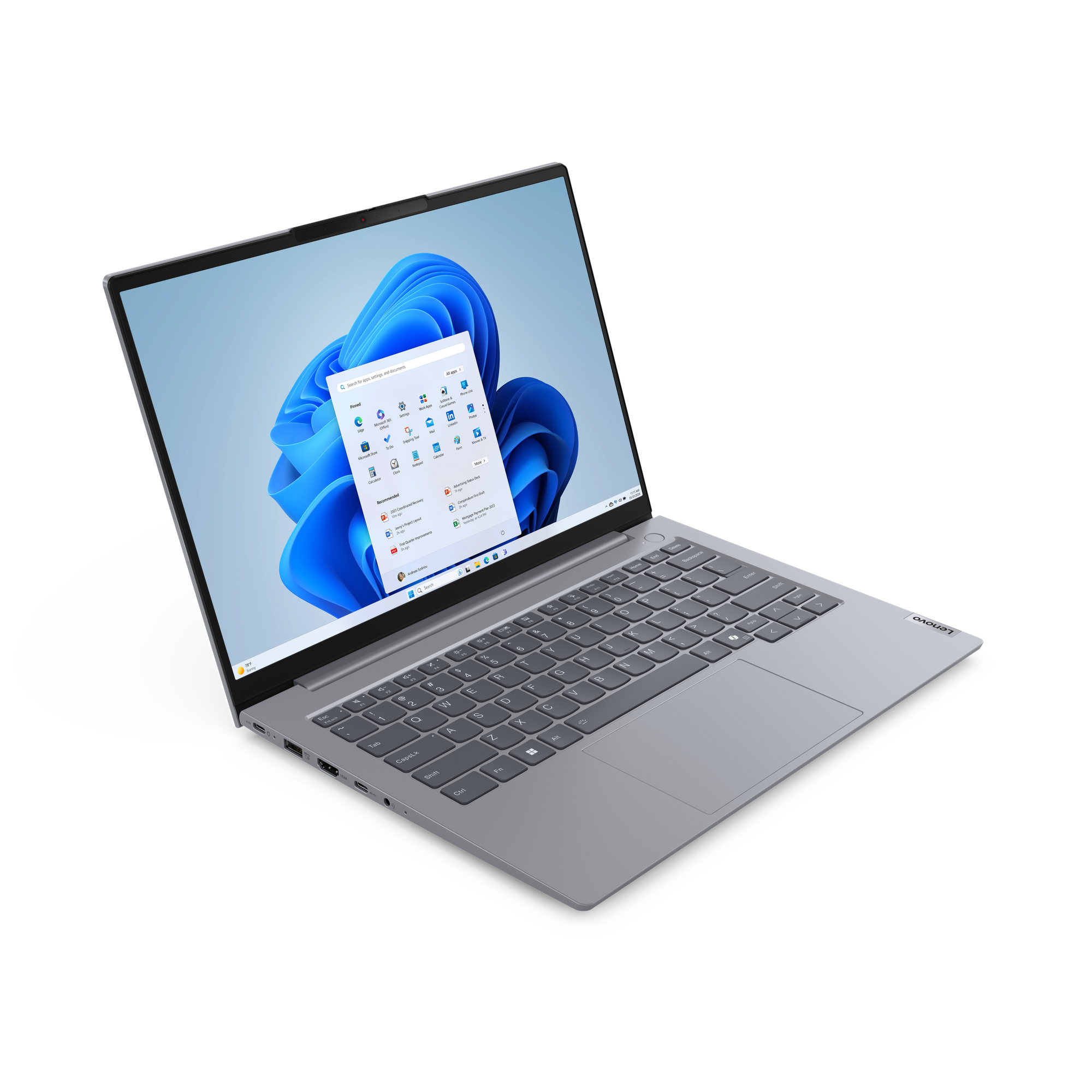 Lenovo ThinkBook 14 G7 ARP AMD Ryzen™ 5 7535HS Laptop 35,6 cm (14") WUXGA 16 GB DDR5-SDRAM 512 GB SSD Wi-Fi 6E (802.11ax) Windows 11 Pro Francuski Szary - obrazek 2