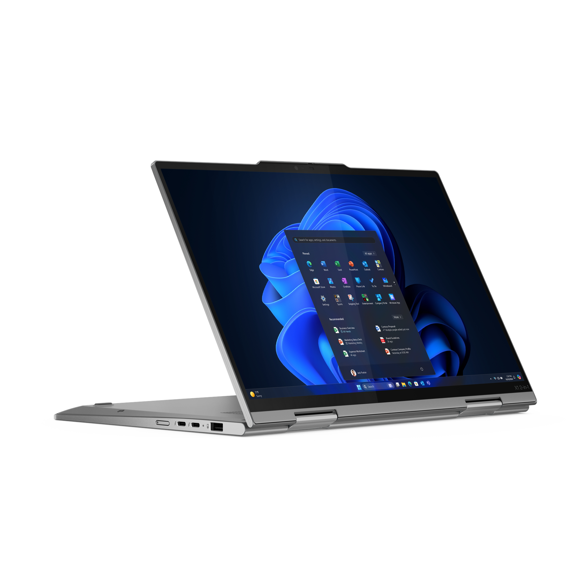 Lenovo ThinkPad X1 2-in-1 Gen 10 Aura Edition Intel Core Ultra 7 255U Hybryda (2w1) 35,6 cm (14") Ekran dotykowy WUXGA 16 GB LPDDR5x-SDRAM 512 GB SSD Wi-Fi 6E (802.11ax) Windows 11 Pro Włoski Szary - obrazek 2
