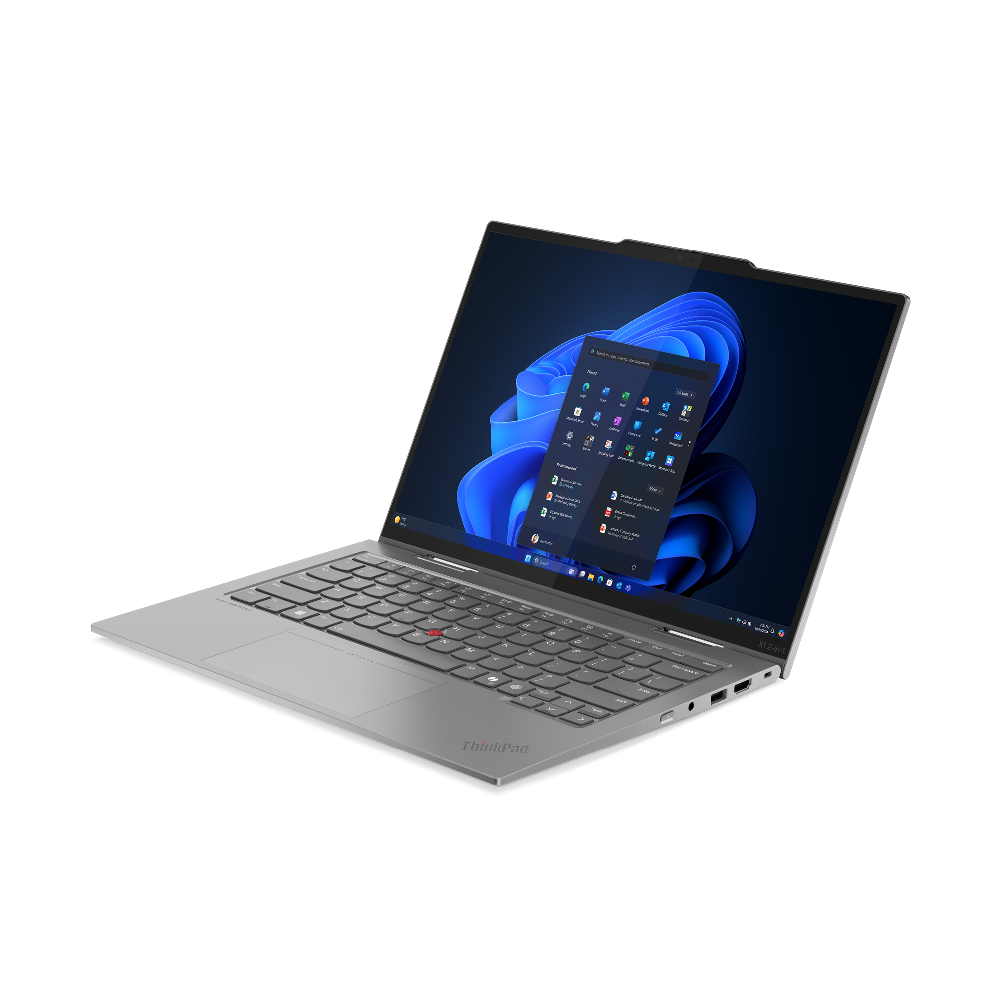 Lenovo ThinkPad X1 2-in-1 Gen 10 Aura Edition Intel Core Ultra 7 255U Hybryda (2w1) 35,6 cm (14") Ekran dotykowy WUXGA 16 GB LPDDR5x-SDRAM 512 GB SSD Wi-Fi 6E (802.11ax) Windows 11 Pro Włoski Szary - obrazek 5
