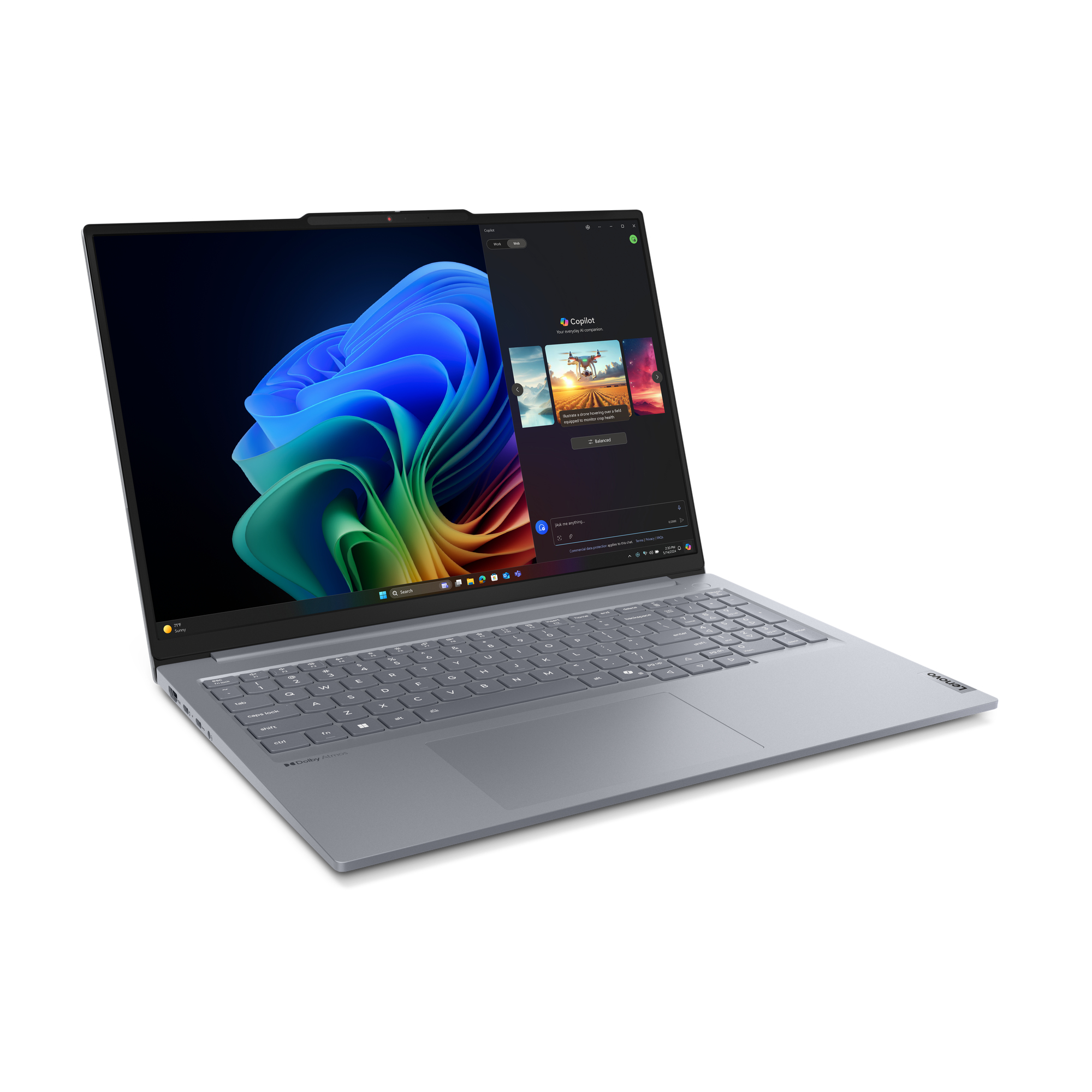 Lenovo ThinkBook 16 G7 QOY Copilot+ PC Snapdragon X1P-42-100 Laptop 40,6 cm (16") WUXGA 32 GB LPDDR5x-SDRAM 512 GB SSD Wi-Fi 7 (802.11be) Windows 11 Pro Szary - obrazek 3