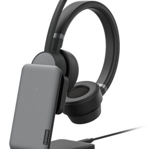 Lenovo Go Wireless ANC Headset with Charging stand Zestaw słuchawkowy Przewodowy i Bezprzewodowy Opaska na głowę Biuro/centrum telefoniczne Bluetooth Podstawka do ładowania Czarny