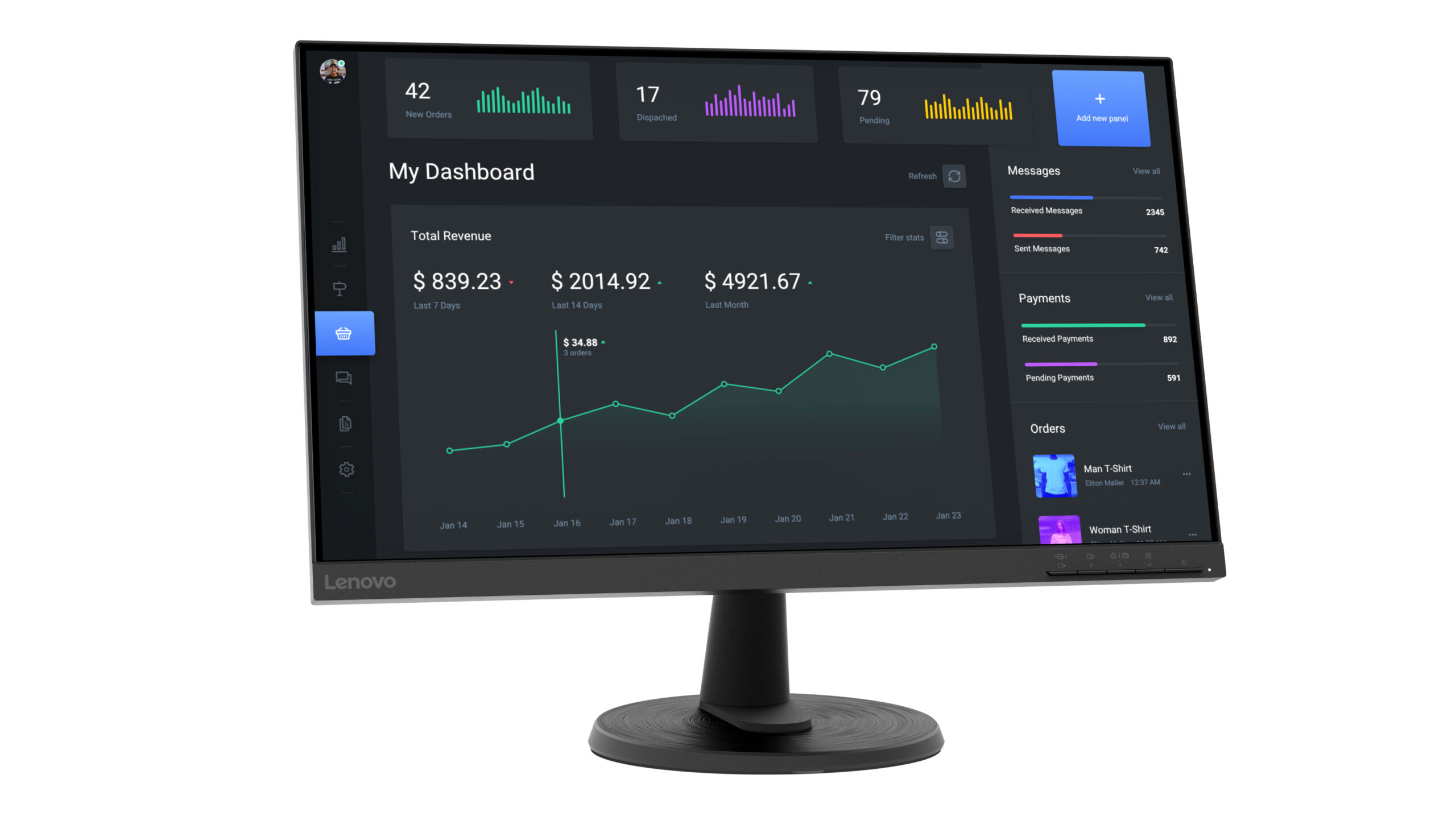 Lenovo C24-40 monitor komputerowy 60,5 cm (23.8") 1920 x 1080 px Full HD LED Czarny