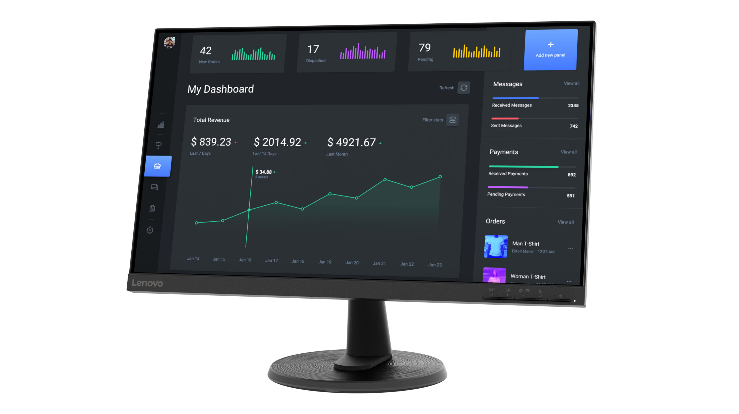 Lenovo C24-40 monitor komputerowy 60,5 cm (23.8") 1920 x 1080 px Full HD LED Czarny