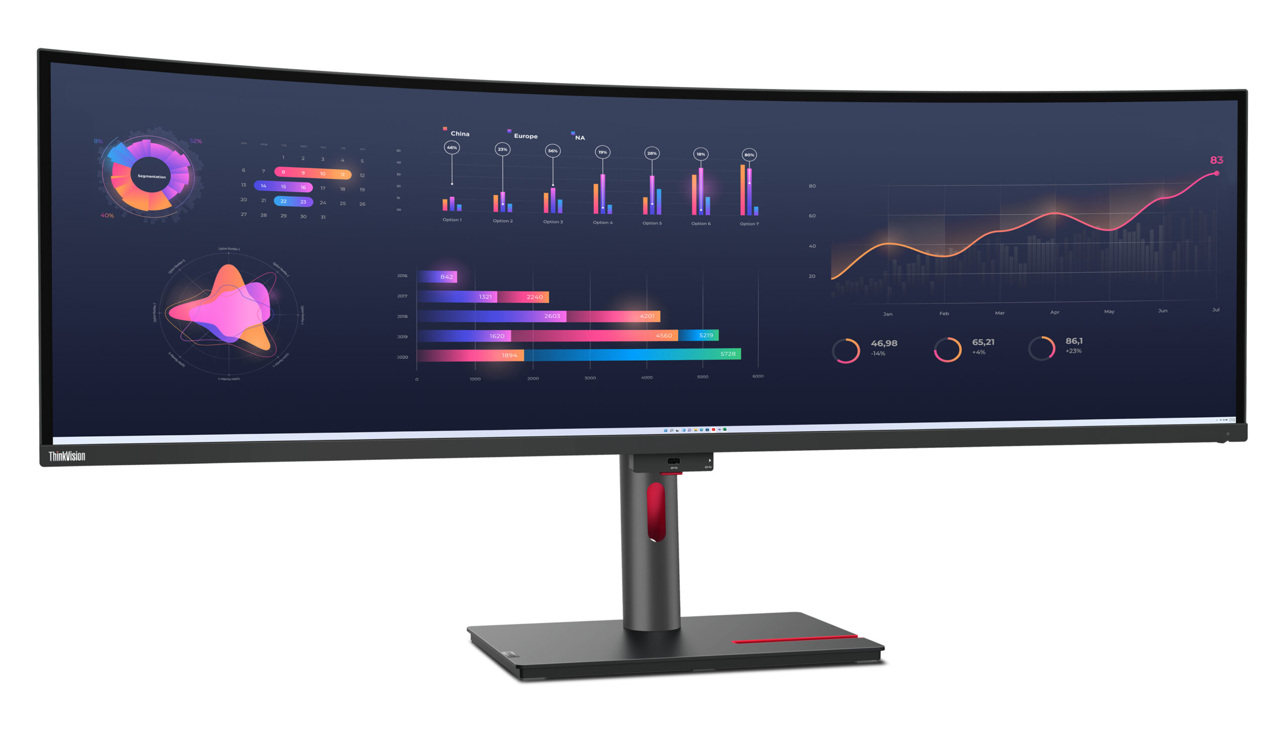 Lenovo Monitor ThinkVision P49w-30 49" IPS Dual QHD 32:9 - obrazek 4