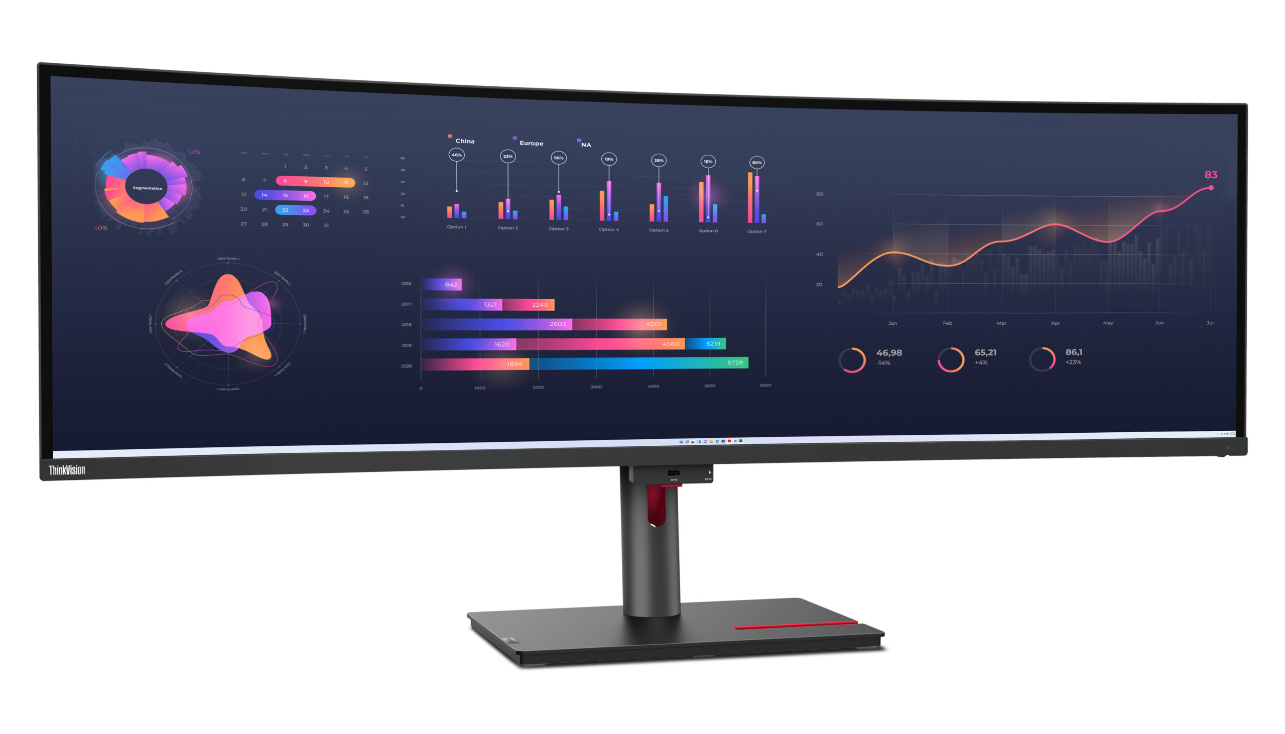 Lenovo Monitor ThinkVision P49w-30 49" IPS Dual QHD 32:9 - obrazek 5