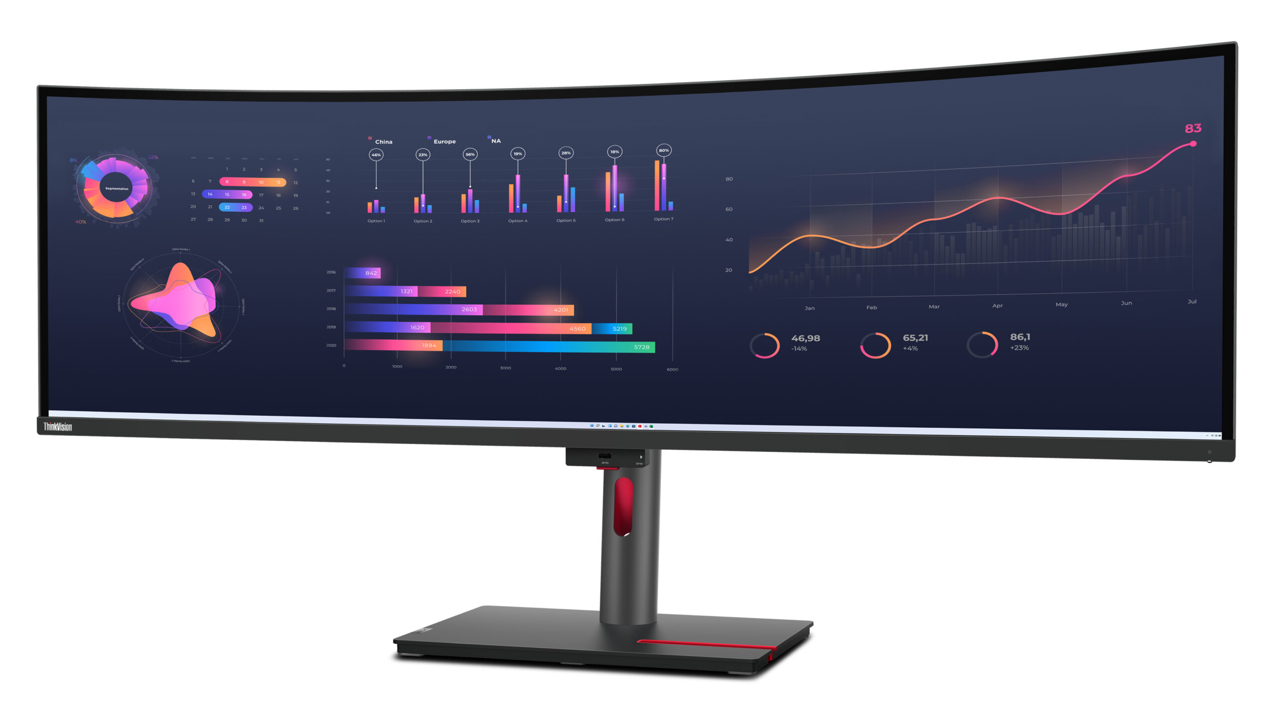 Lenovo Monitor ThinkVision P49w-30 49" IPS Dual QHD 32:9 - obrazek 2