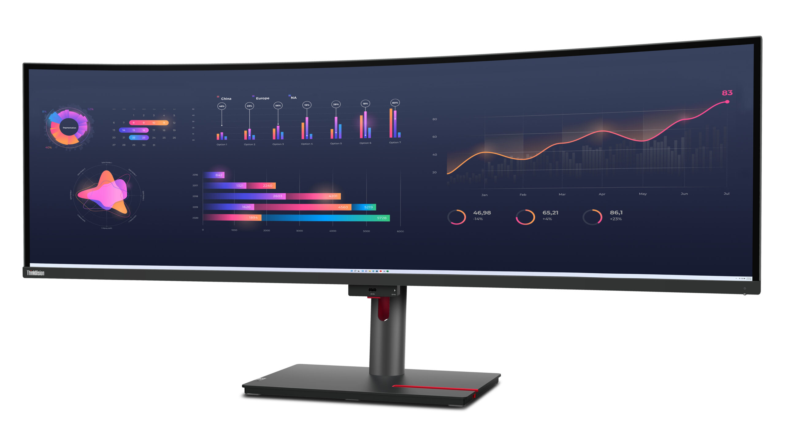 Lenovo Monitor ThinkVision P49w-30 49" IPS Dual QHD 32:9 - obrazek 3